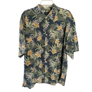 IZOD Washable silk floral Hawaiian casual button down shirt size XL